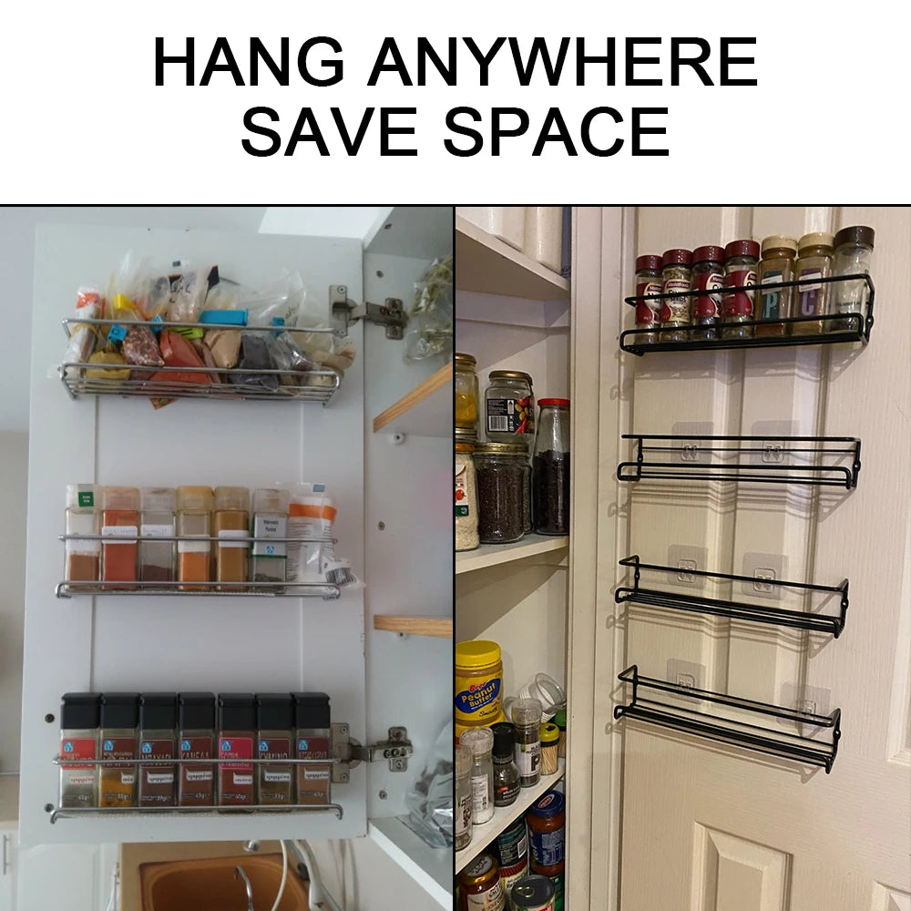Wall Mounted Spice Rack – 2PCS Kitchen Storage Organizer for Space Saving
