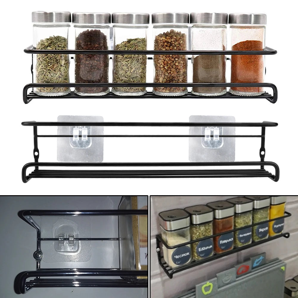 Wall Mounted Spice Rack – 2PCS Kitchen Storage Organizer for Space Saving