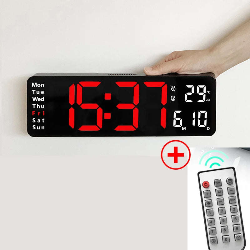 Smart LED Wall Clock – Digital Display with Temperature & Alarm