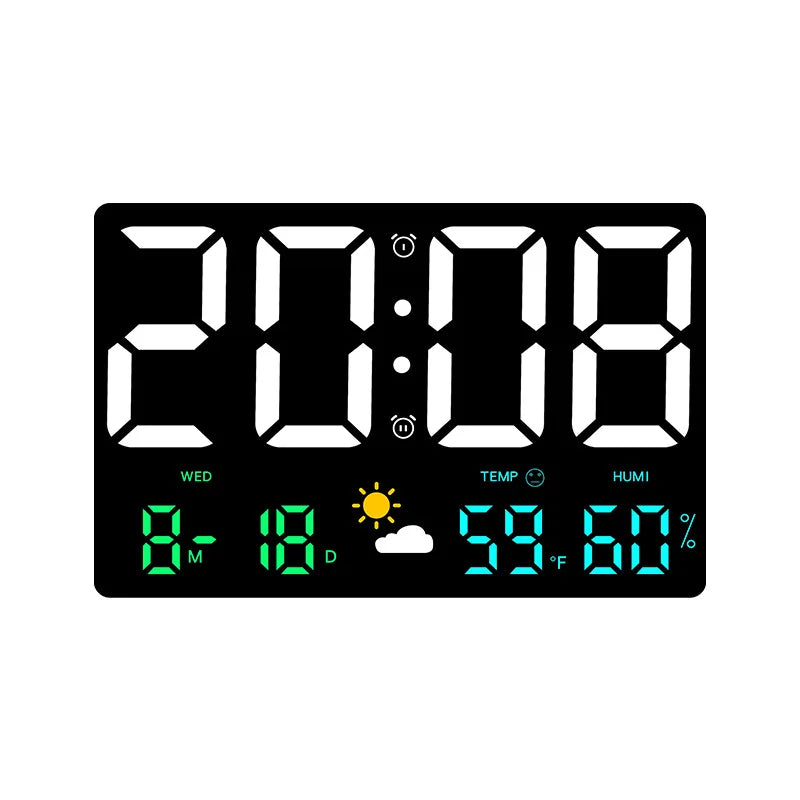 Smart LED Wall Clock – Digital Display with Temperature & Alarm