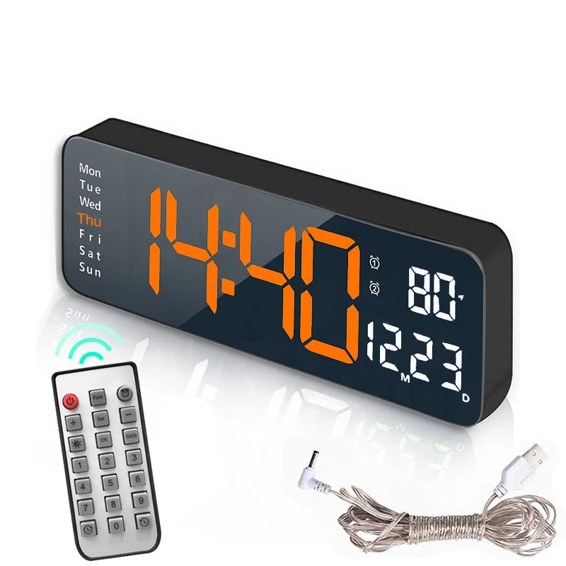 Smart LED Wall Clock – Digital Display with Temperature & Alarm