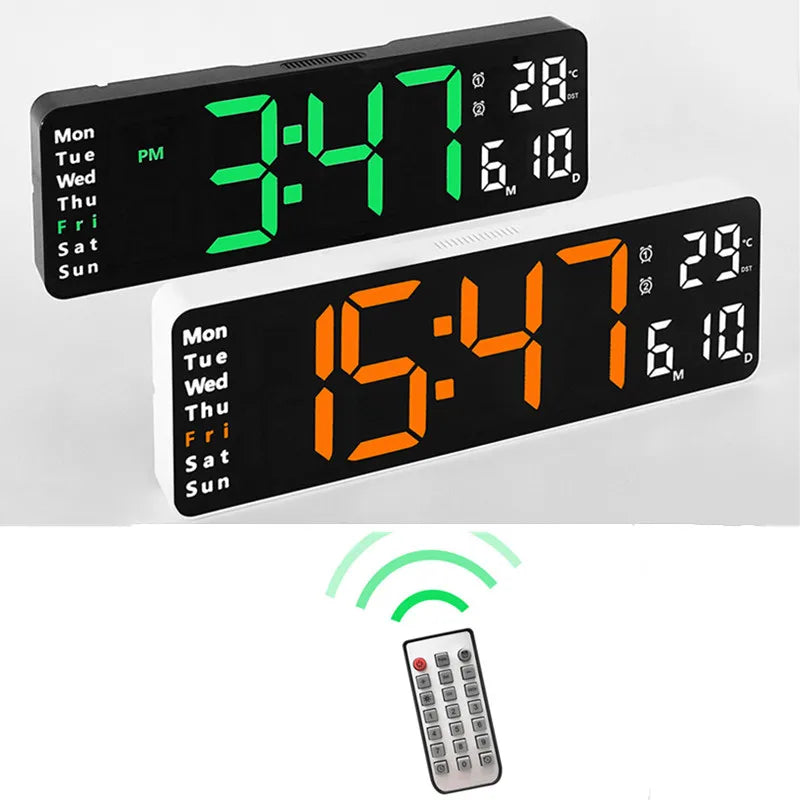 Smart LED Wall Clock – Digital Display with Temperature & Alarm