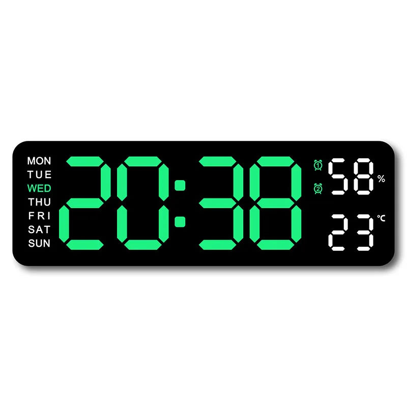 Smart LED Wall Clock – Digital Display with Temperature & Alarm
