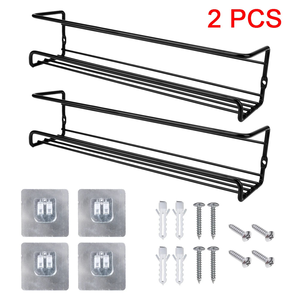 Wall Mounted Spice Rack – 2PCS Kitchen Storage Organizer for Space Saving