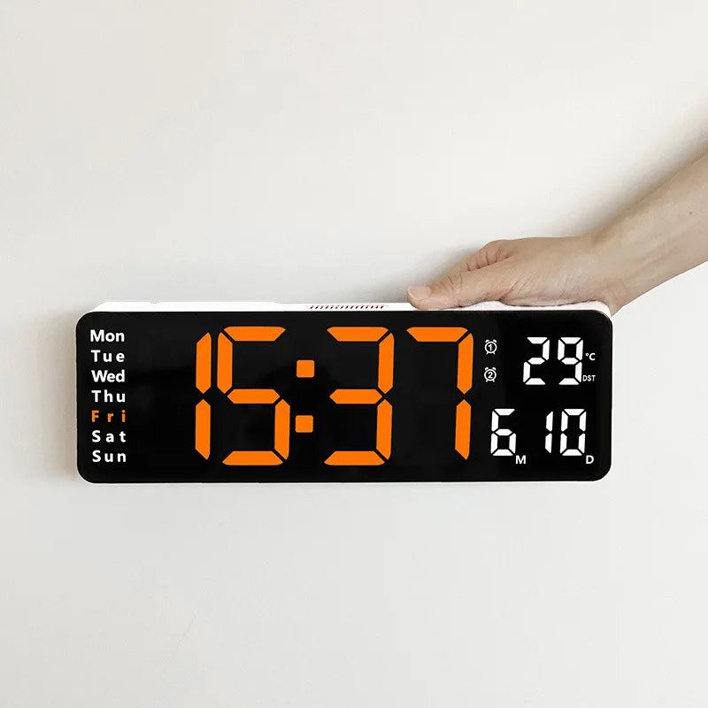 Smart LED Wall Clock – Digital Display with Temperature & Alarm